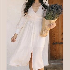 By The River Ivory Gabriella Lightweight Maxi Billowy Cottage Core Dress M NWT!